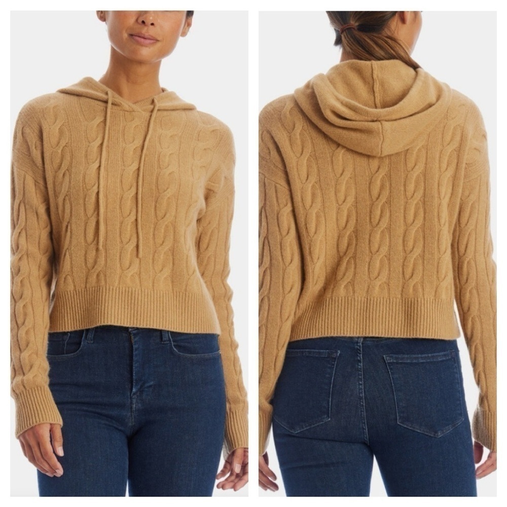 Lord & Taylor W. Cashmere Scout Cashmere Cable Knit Hoodie size M New with tag - Picture 5 of 14